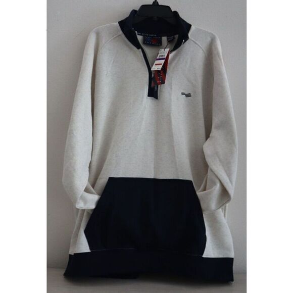 Perry Ellis America Men's Sz 2XL Antique White Heather 1/4 Zip Sweatshirt $90 - Picture 5 of 7